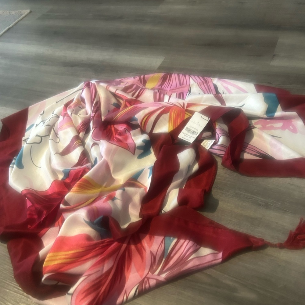 Muse Royal Red and Pink Floral Scarf
